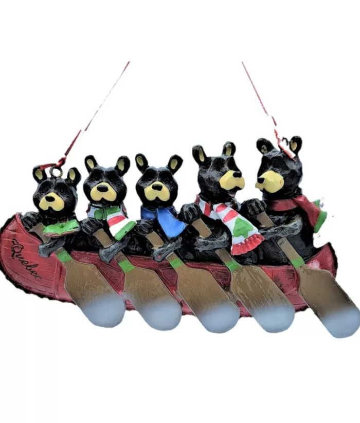 Boutique de Noël Enchanted Forest*Ornament, Canoe With Family Of 5 Bears