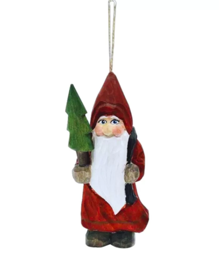 Online Ornament, Carved Wood Santa The Gnomes