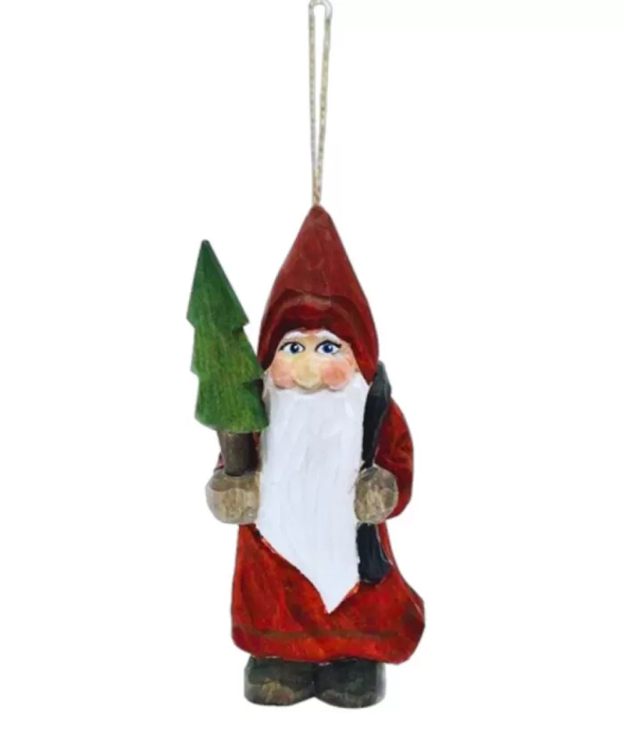 Boutique de Noël Rustic*Ornament, Carved Wood Santa