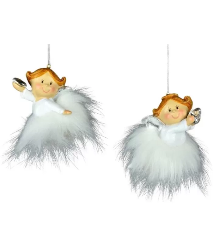 Outlet Ornament, Child With Feather Trim Angels & Santas