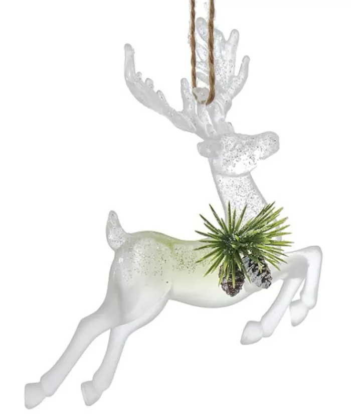 Best Sale Ornament, Clear Acrylic, Deer In Sage And Ivory Colours Seasons Of Elegance