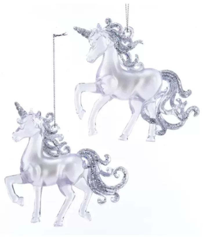 Best Ornament, Clear Acrylic Unicorn, With Glittering Tail And Mane Animals
