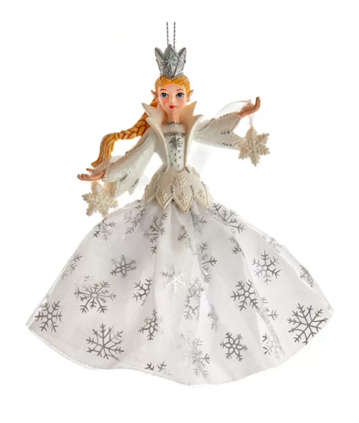 Shop Ornament, Elegant Elvish Snow Queen, With Snow Flake Spangled Dress Gnomes & Elves