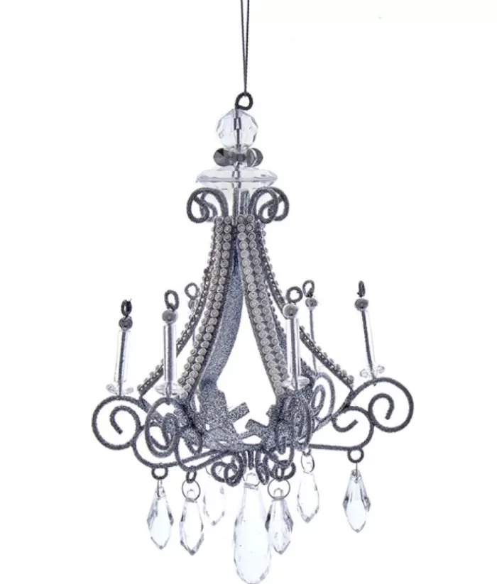 Boutique de Noël Christmas Classics*Ornament, Elegant Silver Chandelier, Measures 7 Inches