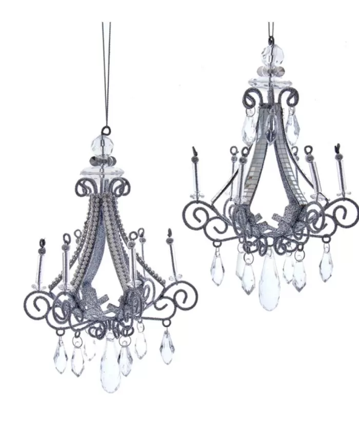 Boutique de Noël Christmas Classics*Ornament, Elegant Silver Chandelier, Measures 7 Inches