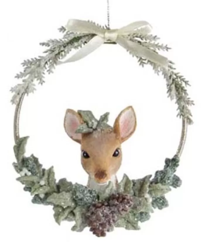 Cheap Ornament, Fawn In Wreath Sweet Sentiments