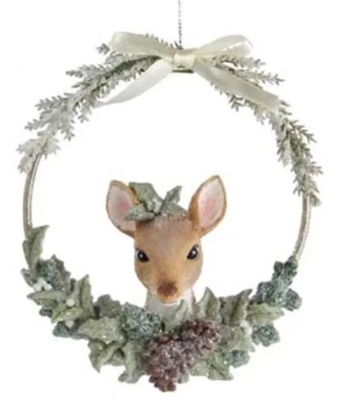 Boutique de Noël Birds & Owls*Ornament, Fawn In Wreath