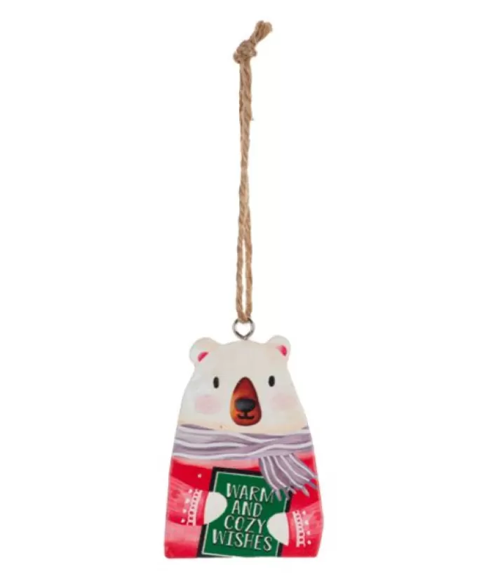 Best Ornament, Festive Polar Bear, With Message "Warm And Cozy Wishes" Animals
