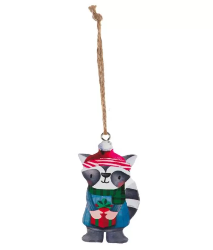 Clearance Ornament, Festive Raccoon Family & Friends