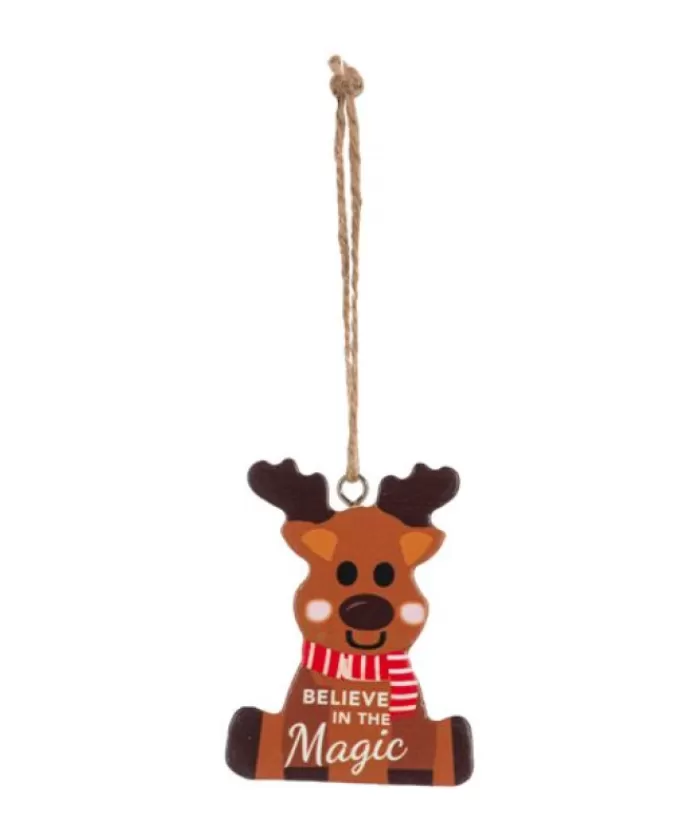 Shop Ornament, Festive Reindeer, With Message "Believe In The Magic" Animals