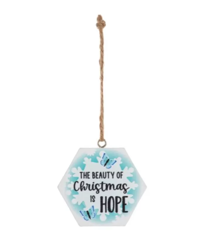 Boutique de Noël Family & Friends*Ornament, Festive Snowflake, With Message "The Beauty Of Christmas Is Hope"