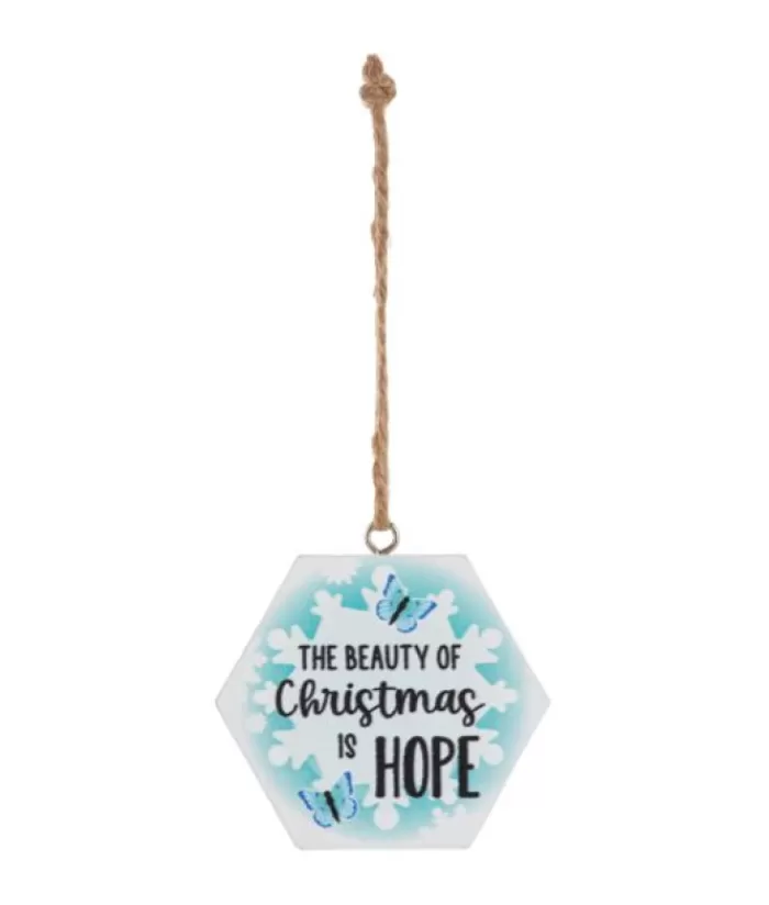 Best Ornament, Festive Snowflake, With Message "The Beauty Of Christmas Is Hope" Family & Friends