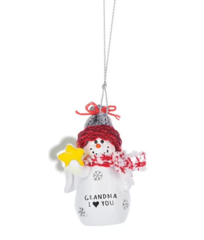 Best Ornament, Festive Snowman With Message "Grandma, I Love You" Sweet Sentiments