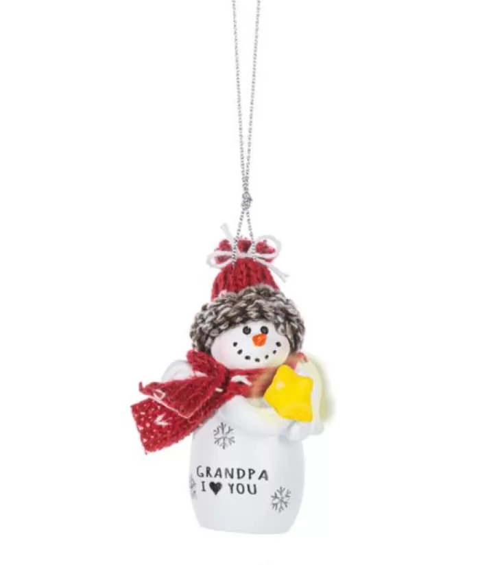 New Ornament, Festive Snowman With Message "Grandpa, I Love You" Family & Friends
