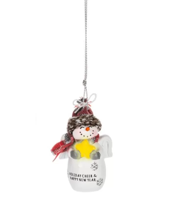 New Ornament, Festive Snowman With Message "Holiday Cheer, Happy New Year" Sweet Sentiments