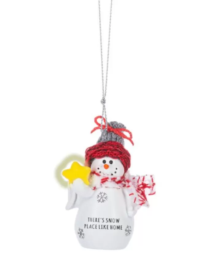 Online Ornament, Festive Snowman With Message "There'S Snow Place Like Home" Sweet Sentiments