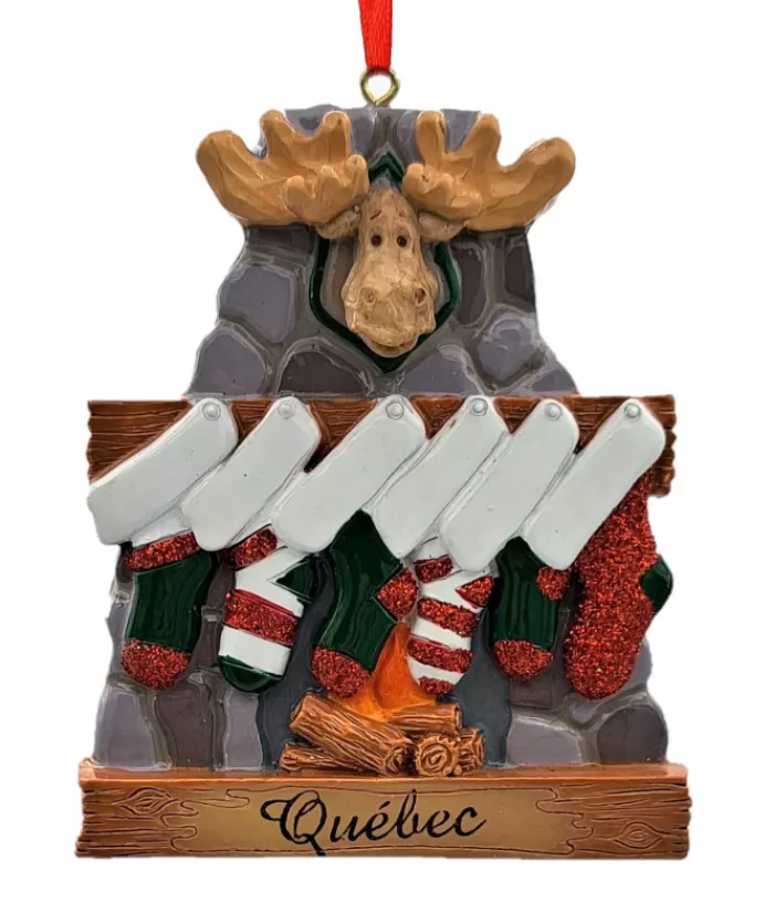 Best Sale Ornament, Fireplace With Moose Head And Xmas Stockings Animals