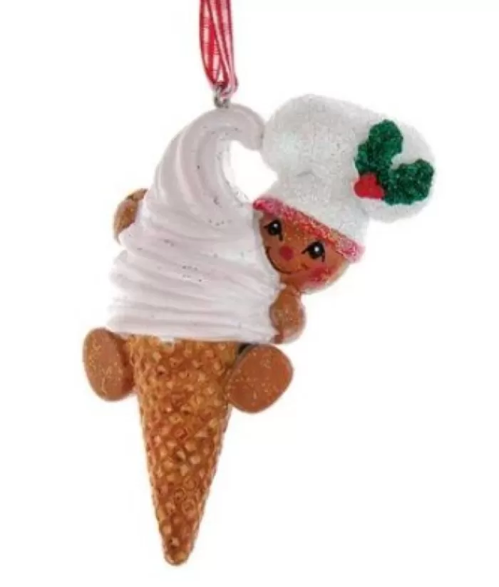 Cheap Ornament, Gingerbread Boy With Ice Cream Cone Foody & Drinks