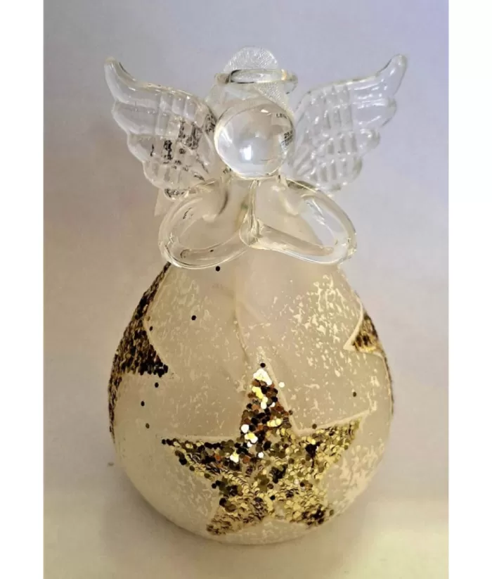 Boutique de Noël Winter Wonderland*Ornament, Glass Angel With Golden Star Spangling