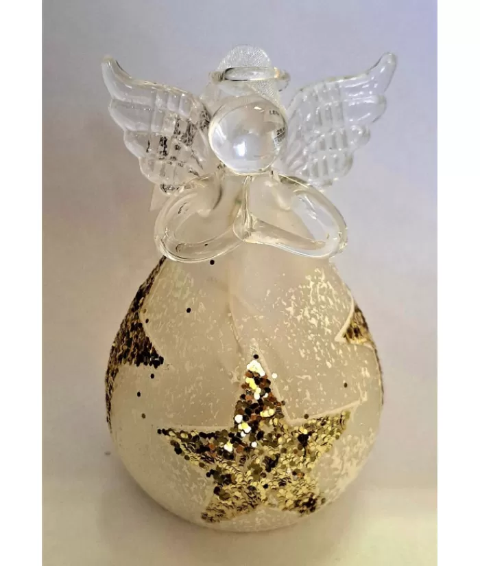 Online Ornament, Glass Angel With Golden Star Spangling Angels & Santas