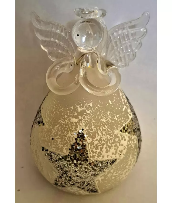 Boutique de Noël Winter Wonderland*Ornament, Glass Angel With Silver Star Spangling