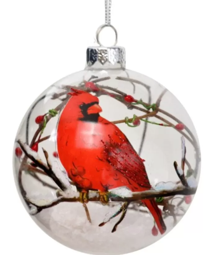 Boutique de Noël Birds & Owls*Ornament, Glass Ball, Cardinal On Branch Motif