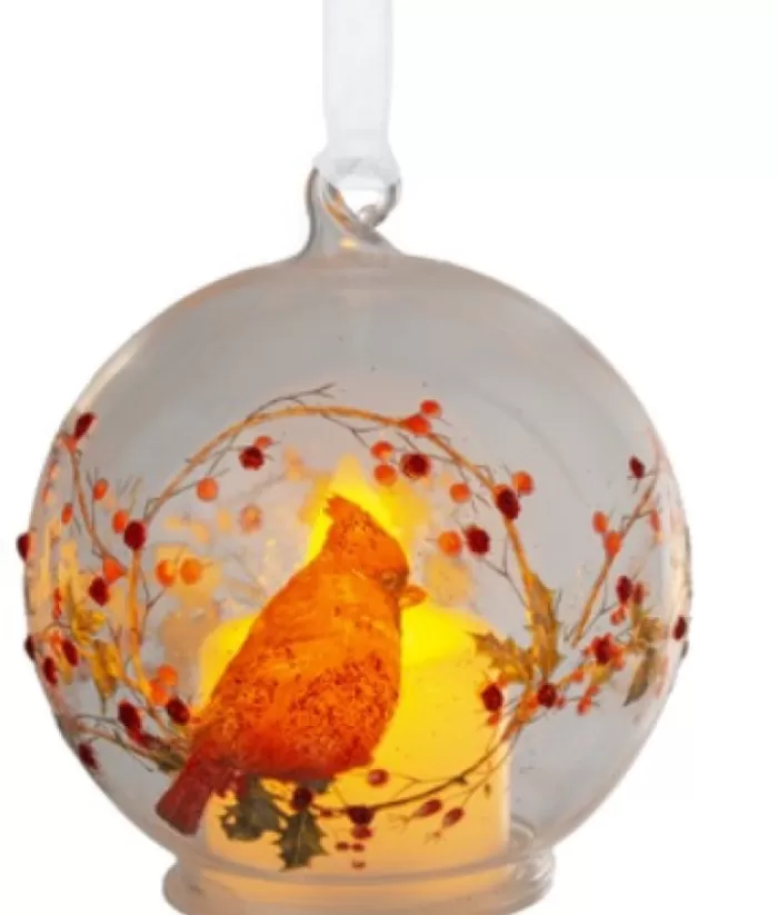 Boutique de Noël Enchanted Forest*Ornament, Glass Ball, Cardinal With Led