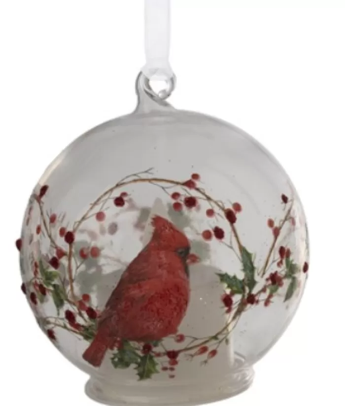 Online Ornament, Glass Ball, Cardinal With Led Animals