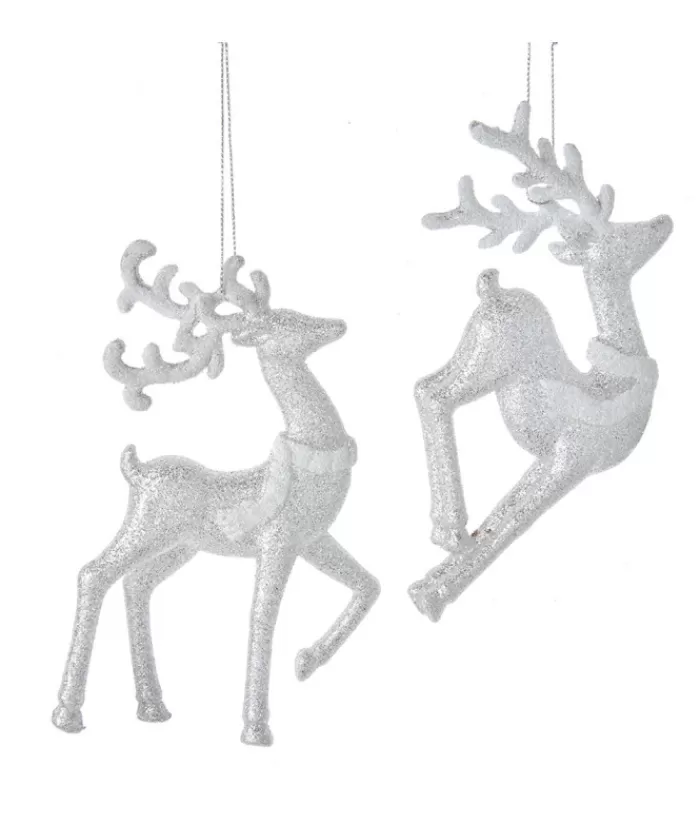 Best Ornament, Glittering Silver Stag With Neck Scarf Animals