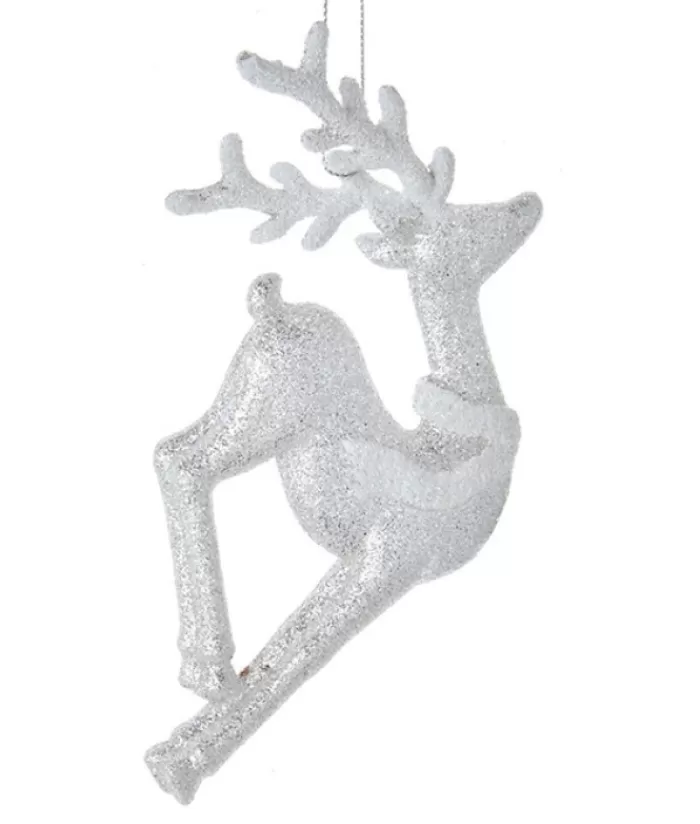 Best Ornament, Glittering Silver Stag With Neck Scarf Animals