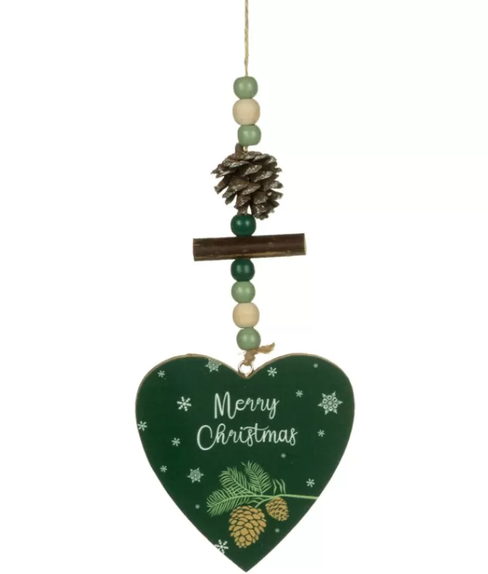 Sale Ornament, Green Heart Shape With Motif And Decoration. Sweet Sentiments