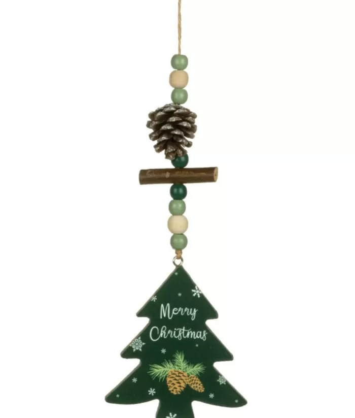 Boutique de Noël Rustic*Ornament, Green Pine Tree Shape With Motif And Decoration