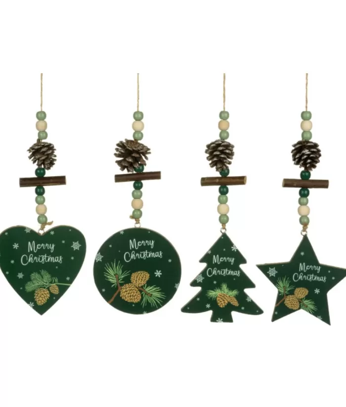 Boutique de Noël Rustic*Ornament, Green Pine Tree Shape With Motif And Decoration