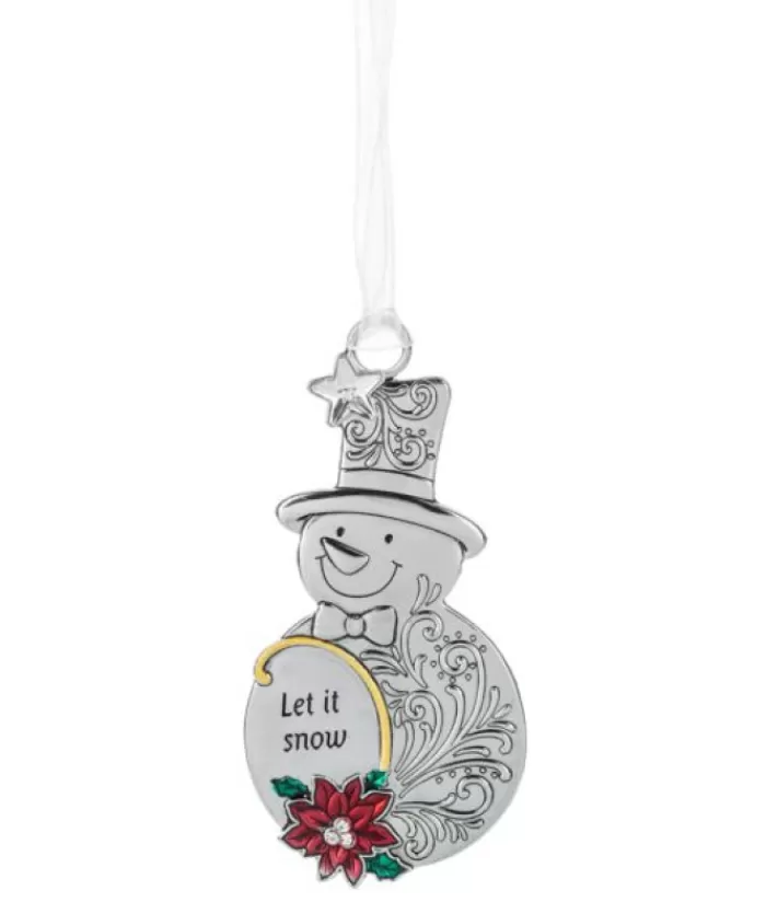 Clearance Ornament, In Pewter, With Message "Let It Snow" Snowmen