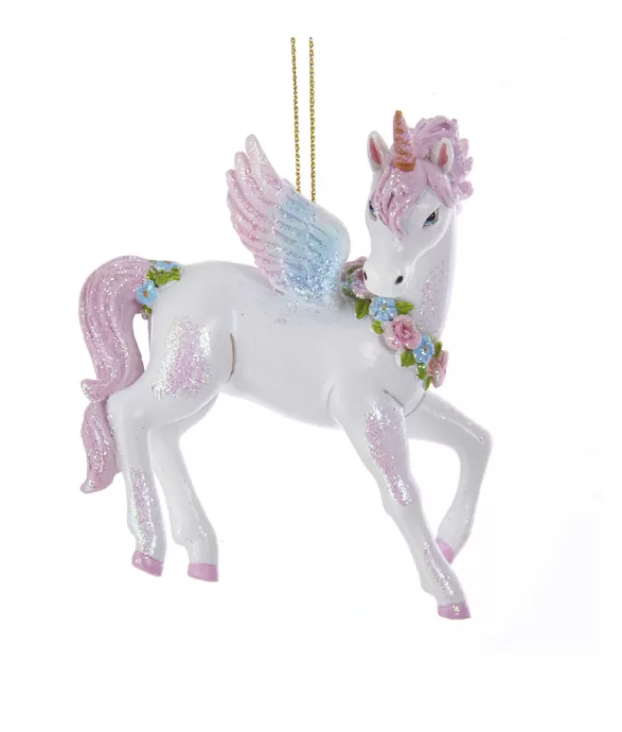 Outlet Ornament, Majestic Winged Pink And White Unicorn Seasons Of Elegance
