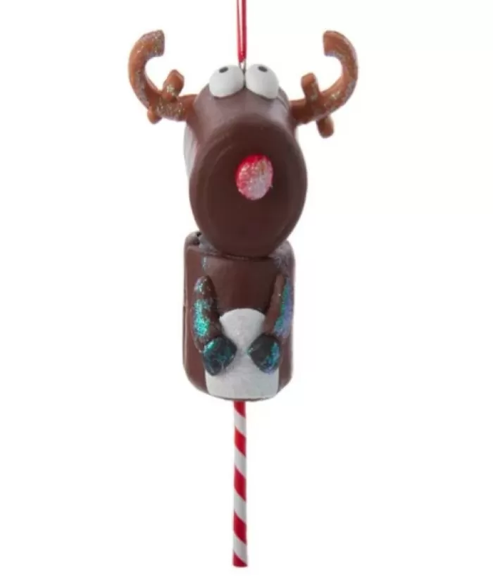 Boutique de Noël Ginger Bread & Candy Shoppe*Ornament, Marshmallow Reindeer On A Stick