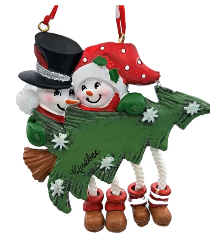 Store Ornament, Mr & Mrs Snowtree With Xmas Tree Snowmen