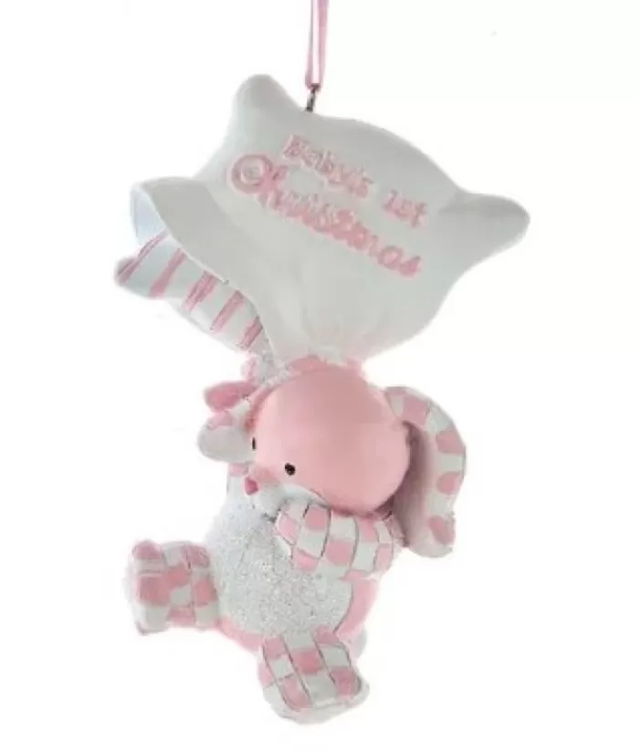 Boutique de Noël Family & Friends*Ornament, Pink Baby Bunny. "Baby'S First Christmas