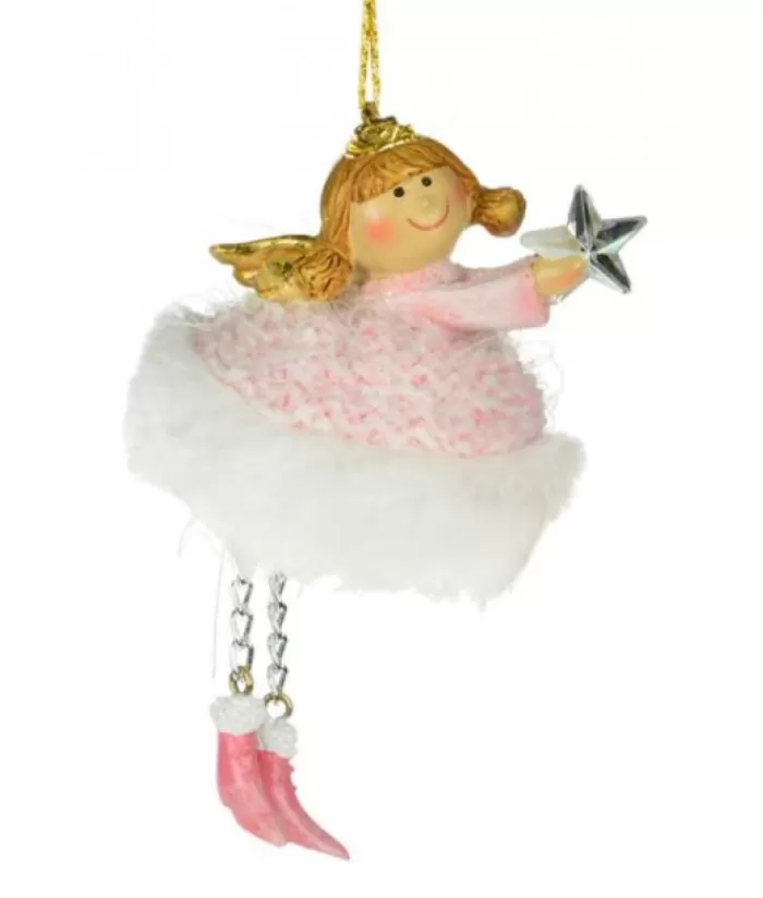 New Ornament, Pink Fairy With Star. Made Of Resin. Family & Friends