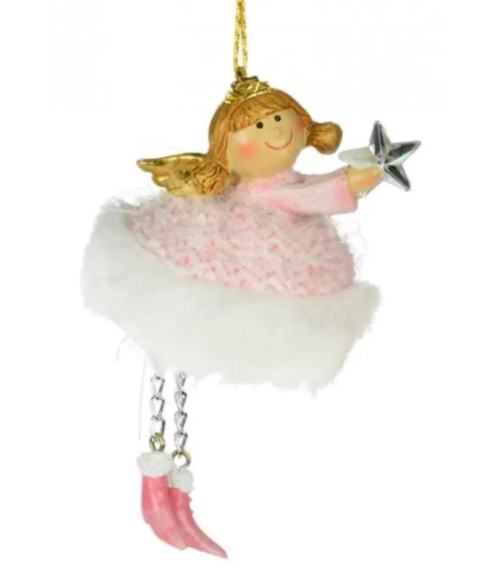 Boutique de Noël Family & Friends*Ornament, Pink Fairy With Star. Made Of Resin.