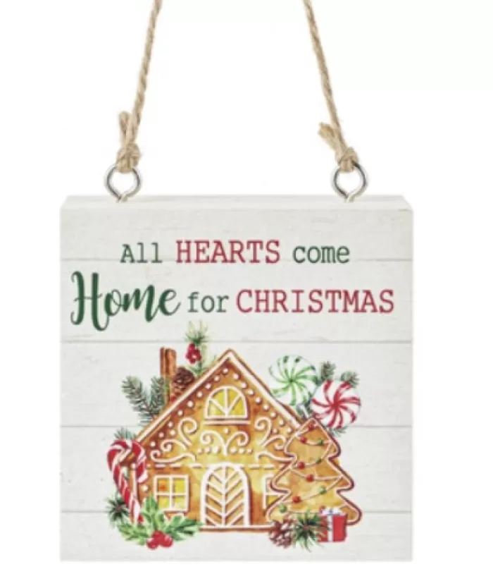 Best Ornament, Plaque With Message "All Hearts Come Home For Christmas" Family & Friends