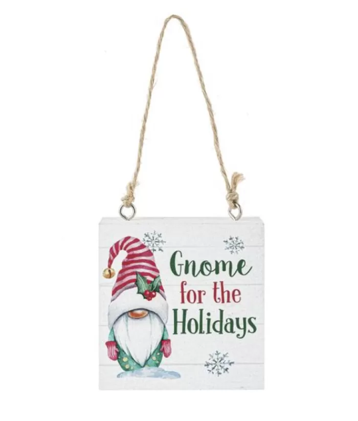 Outlet Ornament, Plaque, With Message "Gnome For The Holidays" Family & Friends