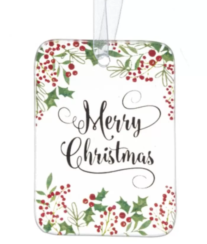 Hot Ornament, Plaque, With Message "Merry Christmas" Family & Friends