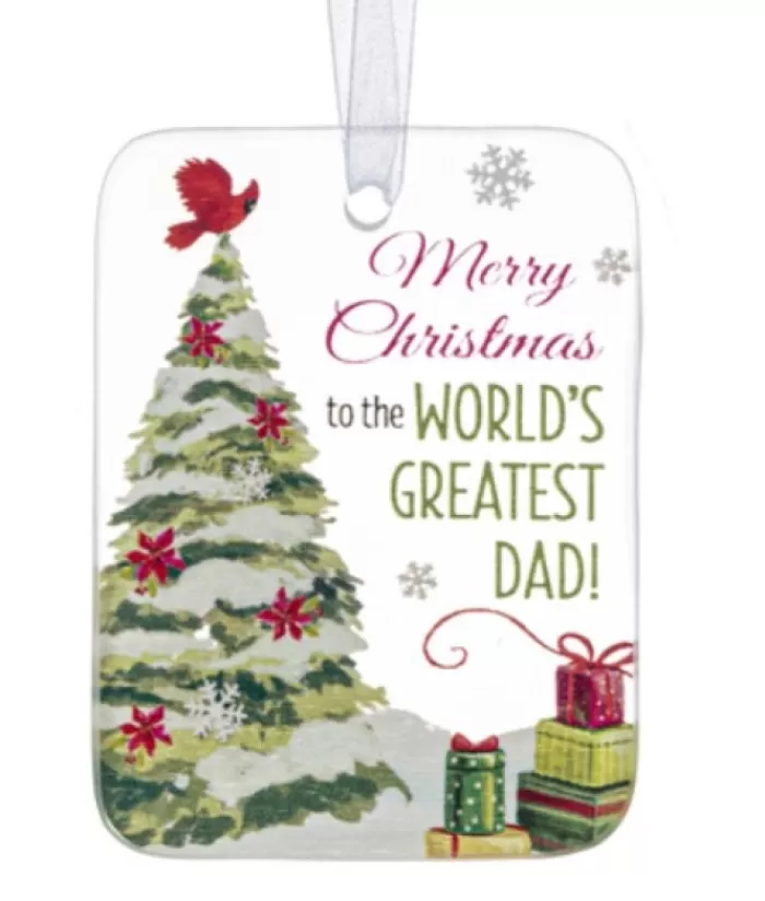 Best Sale Ornament, Plaque, With Message "Merry Christmas To The World'S Best Dad" Family & Friends