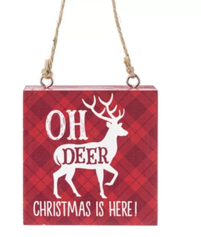 Best Ornament, Plaque, With Message "Oh Deer, Christmas Is Here!" Sweet Sentiments