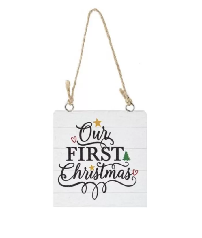 Boutique de Noël Family & Friends*Ornament, Plaque, With Message "Our First Christmas"