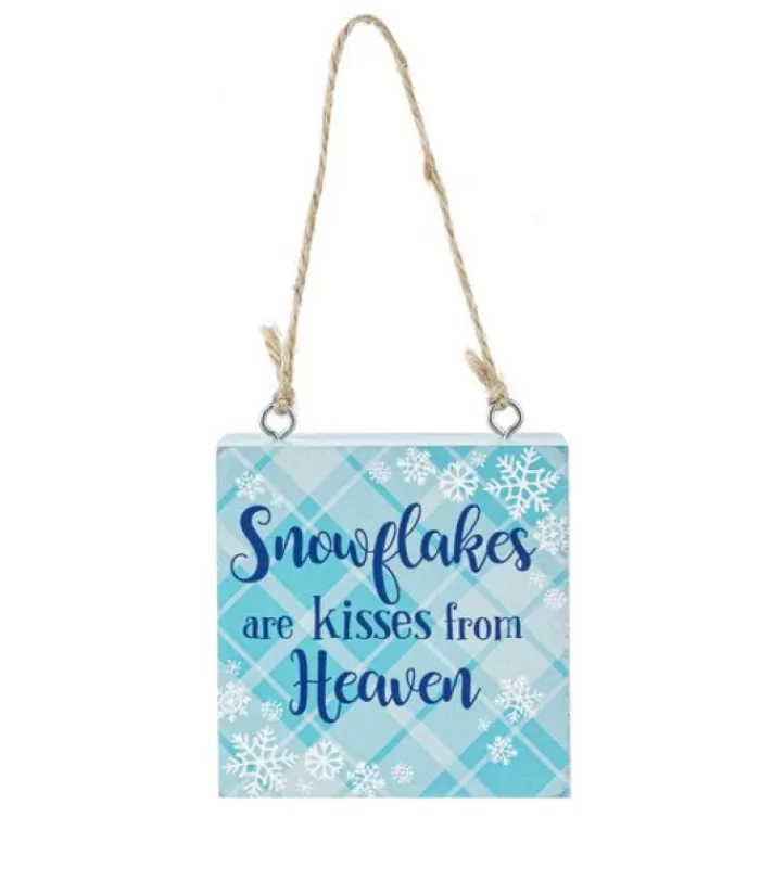 New Ornament, Plaque, With Message "Snowflakes Are Kisses From Heaven" Snowflakes & Stars