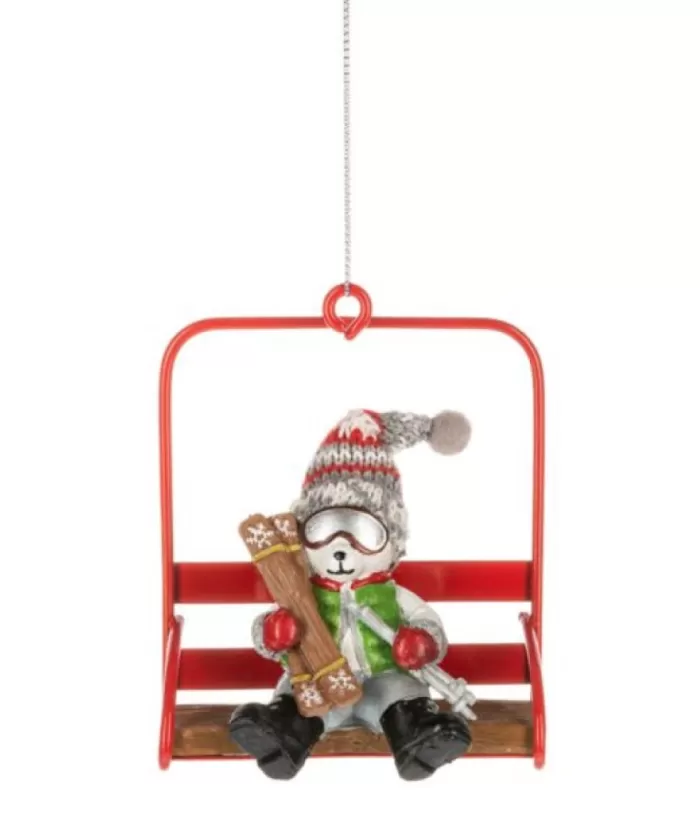 Boutique de Noël Winter Wonderland*Ornament, Polar Bear On The Ski Chairlift