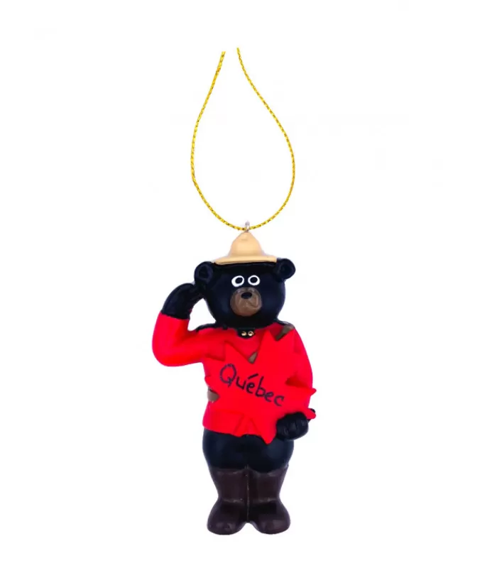 Best Sale Ornament, Rcmp Black Bear Saluting With Maple Leaf And Quebec Souvenirs Ornaments