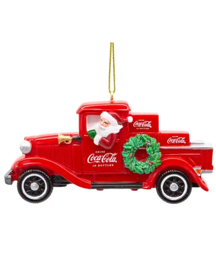 Boutique de Noël Coca-Cola*Ornament, Red Coca Cola Pickup Truck With Garland, Full Of Coca Cola